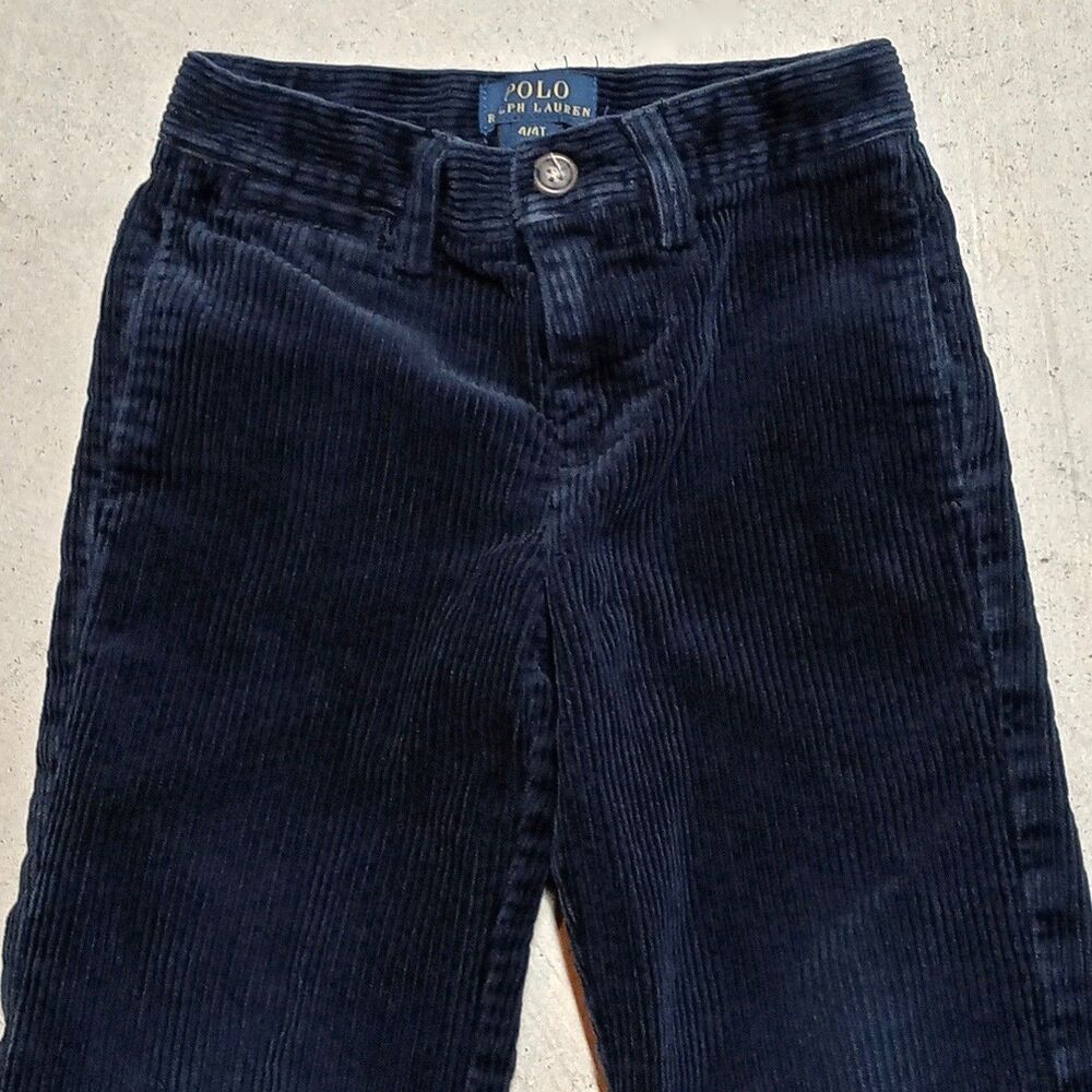 Polo Ralph Lauren Kids Corduroy Pants Size 4/4T Preppy Straight Leg Navy Blue - Picture 2 of 9